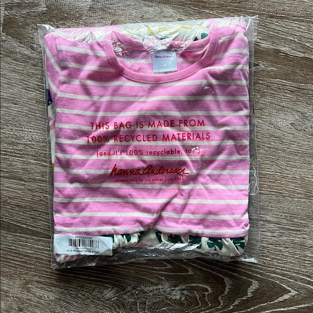 Hanna Andersson NWT Pink Candy Cane Holiday Mixie Dress size 8 - Picture 2 of 4